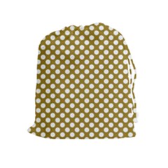 Gold Polka Dots Patterm, Retro Style Dotted Pattern, Classic White Circles Drawstring Pouch (xl) by Casemiro