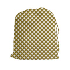 Gold Polka Dots Patterm, Retro Style Dotted Pattern, Classic White Circles Drawstring Pouch (2xl) by Casemiro