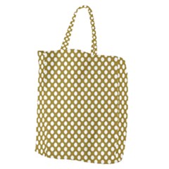 Gold Polka Dots Patterm, Retro Style Dotted Pattern, Classic White Circles Giant Grocery Tote by Casemiro