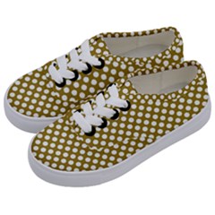 Gold Polka Dots Patterm, Retro Style Dotted Pattern, Classic White Circles Kids  Classic Low Top Sneakers by Casemiro