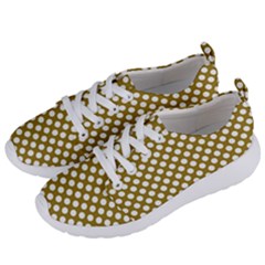 Gold Polka Dots Patterm, Retro Style Dotted Pattern, Classic White Circles Women s Lightweight Sports Shoes by Casemiro