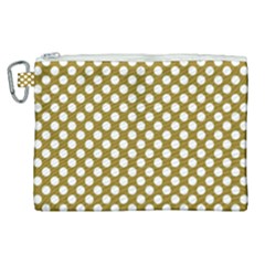 Gold Polka Dots Patterm, Retro Style Dotted Pattern, Classic White Circles Canvas Cosmetic Bag (xl) by Casemiro