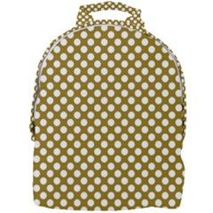 Gold Polka Dots Patterm, Retro Style Dotted Pattern, Classic White Circles Mini Full Print Backpack by Casemiro