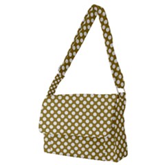 Gold Polka Dots Patterm, Retro Style Dotted Pattern, Classic White Circles Full Print Messenger Bag (m) by Casemiro