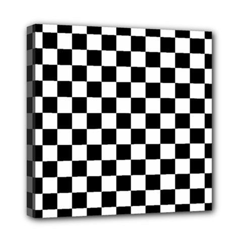 Black And White Chessboard Pattern, Classic, Tiled, Chess Like Theme Mini Canvas 8  X 8  (stretched) by Casemiro