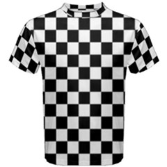 Black And White Chessboard Pattern, Classic, Tiled, Chess Like Theme Men s Cotton Tee by Casemiro