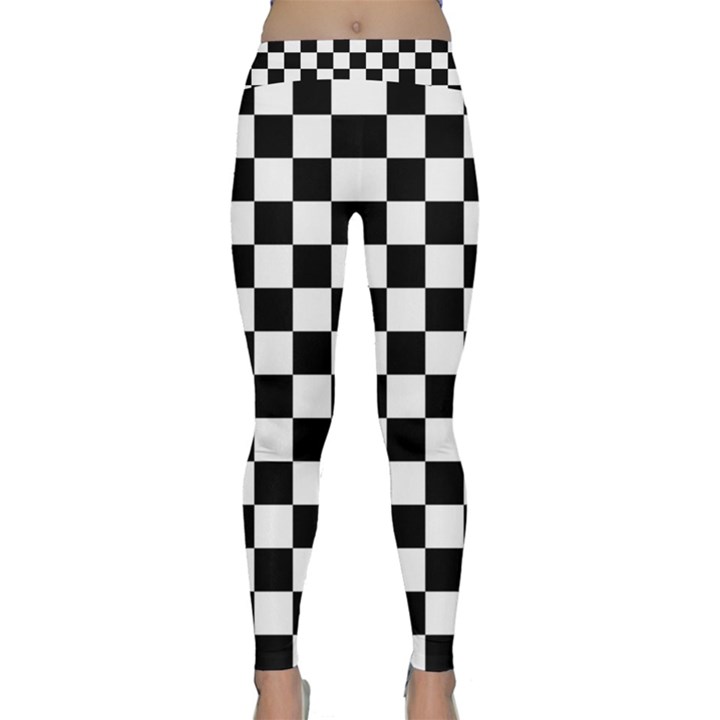 Black and white chessboard pattern, classic, tiled, chess like theme Classic Yoga Leggings