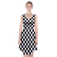 Black And White Chessboard Pattern, Classic, Tiled, Chess Like Theme Racerback Midi Dress by Casemiro