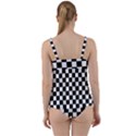 Black and white chessboard pattern, classic, tiled, chess like theme Twist Front Tankini Set View2