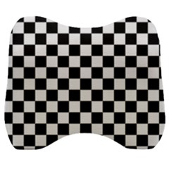 Black And White Chessboard Pattern, Classic, Tiled, Chess Like Theme Velour Head Support Cushion by Casemiro