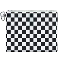 Black And White Chessboard Pattern, Classic, Tiled, Chess Like Theme Canvas Cosmetic Bag (xxxl) by Casemiro