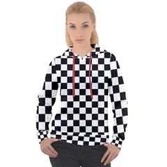 Black And White Chessboard Pattern, Classic, Tiled, Chess Like Theme Women s Overhead Hoodie by Casemiro