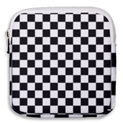 Black And White Chessboard Pattern, Classic, Tiled, Chess Like Theme Mini Square Pouch by Casemiro