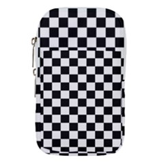 Black And White Chessboard Pattern, Classic, Tiled, Chess Like Theme Waist Pouch (small) by Casemiro