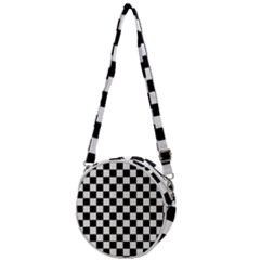 Black And White Chessboard Pattern, Classic, Tiled, Chess Like Theme Crossbody Circle Bag