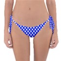 Dark blue and white polka dots pattern, retro pin-up style theme, classic dotted theme Reversible Bikini Bottom View1