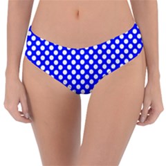 Dark Blue And White Polka Dots Pattern, Retro Pin-up Style Theme, Classic Dotted Theme Reversible Classic Bikini Bottoms by Casemiro