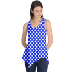 Dark Blue And White Polka Dots Pattern, Retro Pin-up Style Theme, Classic Dotted Theme Sleeveless Tunic by Casemiro