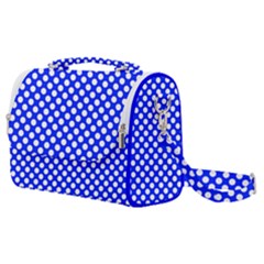 Dark Blue And White Polka Dots Pattern, Retro Pin-up Style Theme, Classic Dotted Theme Satchel Shoulder Bag by Casemiro