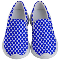 Dark Blue And White Polka Dots Pattern, Retro Pin-up Style Theme, Classic Dotted Theme Kids Lightweight Slip Ons by Casemiro