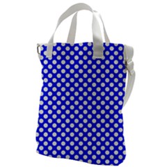 Dark Blue And White Polka Dots Pattern, Retro Pin-up Style Theme, Classic Dotted Theme Canvas Messenger Bag by Casemiro