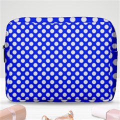 Dark Blue And White Polka Dots Pattern, Retro Pin-up Style Theme, Classic Dotted Theme Make Up Pouch (large) by Casemiro