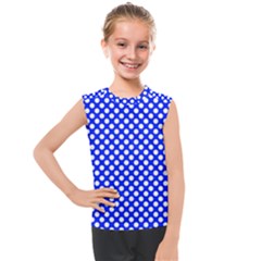 Dark Blue And White Polka Dots Pattern, Retro Pin-up Style Theme, Classic Dotted Theme Kids  Mesh Tank Top