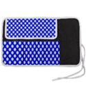 Dark blue and white polka dots pattern, retro pin-up style theme, classic dotted theme Pen Storage Case (M) View2