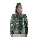 Biohazard sign pattern, silver and light green bio-waste symbol, toxic fallout, hazard warning Women s Hooded Windbreaker View1