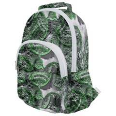 Biohazard Sign Pattern, Silver And Light Green Bio-waste Symbol, Toxic Fallout, Hazard Warning Rounded Multi Pocket Backpack by Casemiro