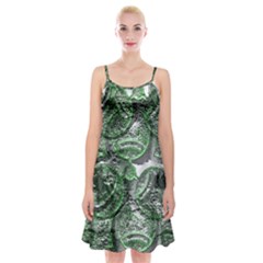 Biohazard Sign Pattern, Silver And Light Green Bio-waste Symbol, Toxic Fallout, Hazard Warning Spaghetti Strap Velvet Dress by Casemiro