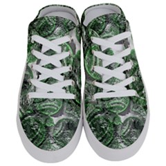 Biohazard Sign Pattern, Silver And Light Green Bio-waste Symbol, Toxic Fallout, Hazard Warning Half Slippers by Casemiro