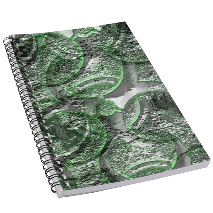 Biohazard sign pattern, silver and light green bio-waste symbol, toxic fallout, hazard warning 5.5  x 8.5  Notebook