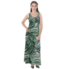 Biohazard Sign Pattern, Silver And Light Green Bio-waste Symbol, Toxic Fallout, Hazard Warning Sleeveless Velour Maxi Dress by Casemiro