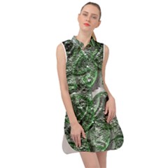 Biohazard Sign Pattern, Silver And Light Green Bio-waste Symbol, Toxic Fallout, Hazard Warning Sleeveless Shirt Dress by Casemiro