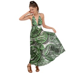 Biohazard Sign Pattern, Silver And Light Green Bio-waste Symbol, Toxic Fallout, Hazard Warning Backless Maxi Beach Dress by Casemiro