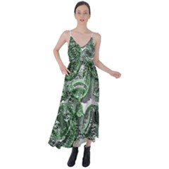 Biohazard Sign Pattern, Silver And Light Green Bio-waste Symbol, Toxic Fallout, Hazard Warning Tie Back Maxi Dress by Casemiro