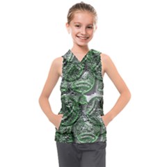 Biohazard Sign Pattern, Silver And Light Green Bio-waste Symbol, Toxic Fallout, Hazard Warning Kids  Sleeveless Hoodie by Casemiro