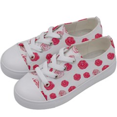 Watercolor Hand Drawn Roses Pattern Kids  Low Top Canvas Sneakers by TastefulDesigns