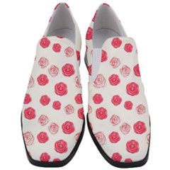 Watercolor Hand Drawn Roses Pattern Women Slip On Heel Loafers by TastefulDesigns