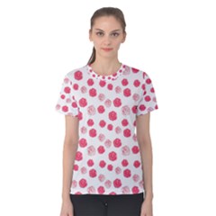 Watercolor Hand Drawn Roses Pattern1 Women s Cotton Tee