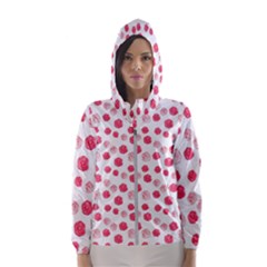 Watercolor Hand Drawn Roses Pattern1 Women s Hooded Windbreaker