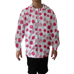 Watercolor Hand Drawn Roses Pattern1 Kids  Hooded Windbreaker