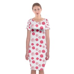 Watercolor Hand Drawn Roses Pattern1 Classic Short Sleeve Midi Dress by TastefulDesigns