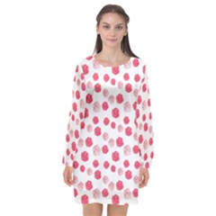 Watercolor Hand Drawn Roses Pattern1 Long Sleeve Chiffon Shift Dress  by TastefulDesigns