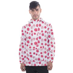 Watercolor Hand Drawn Roses Pattern1 Men s Front Pocket Pullover Windbreaker