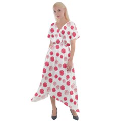 Watercolor Hand Drawn Roses Pattern1 Cross Front Sharkbite Hem Maxi Dress by TastefulDesigns