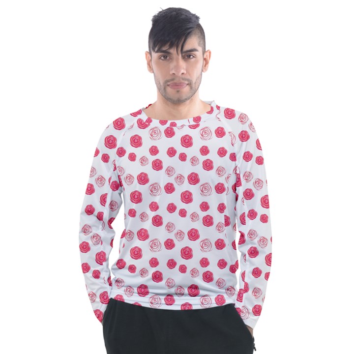 Watercolor hand drawn roses pattern1 Men s Long Sleeve Raglan Tee