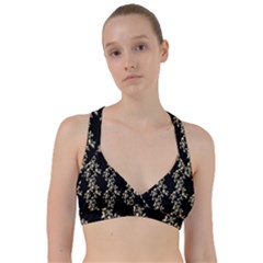 Dark Botanical Motif Pattern Sweetheart Sports Bra