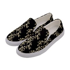 Dark Botanical Motif Pattern Women s Canvas Slip Ons by dflcprintsclothing